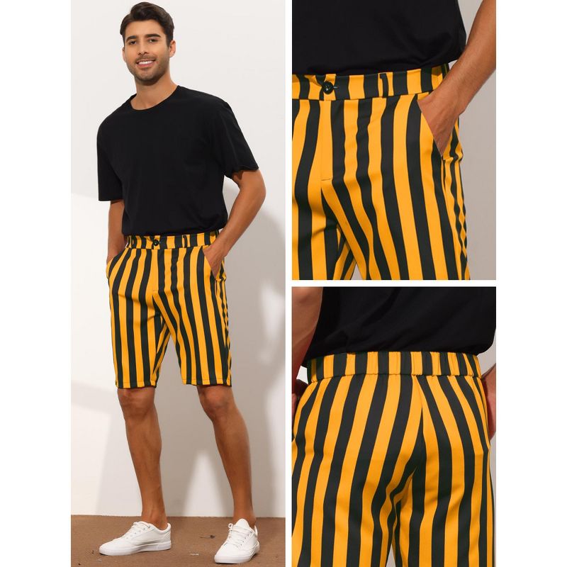 Lars Amadeus Men's Striped Regular Fit Casual Summer Dress Chino Shorts, 5 of 6