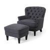 CAVINAS Linen Accent Chair with Tufted Back and Wood Legs,Mid-Century Upholstered Living Room Chairs,Reading Chairs for Living Room - 2 of 4