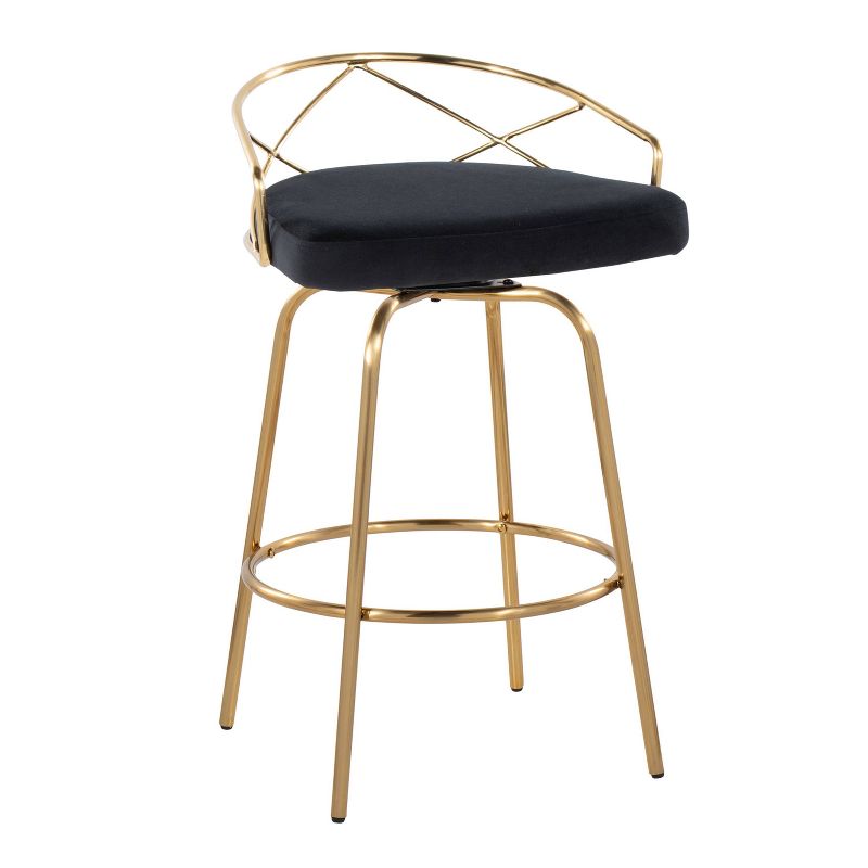 Set of 2 Charlotte Counter Height Barstools Gold/Black - LumiSource, 3 of 11
