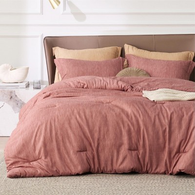 Bedsure | 2/3 Pcs Comforter Set Solid Cationic Dyeing Soft & Cozy Bedding Set