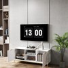 JUJABU Modern TV Console with Wave-Pattern Cabinet Doors, Open & Adjustable Shelves - White - 3 of 4