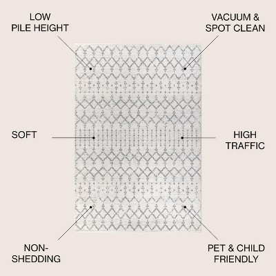 Gray and Cream 9' x 12' Reversible Trellis Area Rug