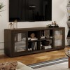 Famapy Industrial TV Stand for living Room: Sliding Glass Doors, Adjustable Shelves, Space - Smart Design Media Console - 2 of 4