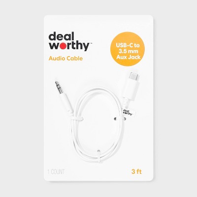 3' USB-C to AUX Cable - dealworthy™ White