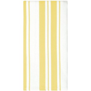 MU Kitchen 100% Cotton Basket Weave Stripe Dishtowel, 20 by 30-Inches, Daffodil - 1 of 1
