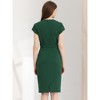Allegra K Women's V Neck Cap Sleeve Work Business Pencil Dress - 3 of 4