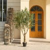 DR.Planzen 7FT Artificial Olive Tree with Thick Stump - UV Resistant Faux Plant for Indoor/Outdoor, Black Pot & Realistic Green Leaves - 2 of 4