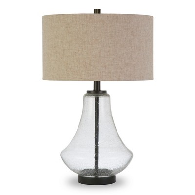 Hudson and Canal 23" Tall Table Lamp with Seeded Glass Fabric Shade