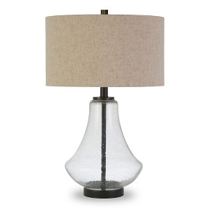 Hampton & Thyme 23" Tall Table Lamp with Seeded Glass Fabric Shade - 1 of 4