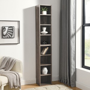 Lycvki 8-Tier Tall Narrow Decorative Bookshelf Storage Cabinet with Adjustable Shelves - 1 of 4