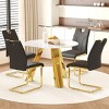 Infurnic Dining Sets Round Table Paired with Four Uniquely designed White Dining Chairs With Golden Metal Leg , White, 42"*42"*29.5" - 2 of 4