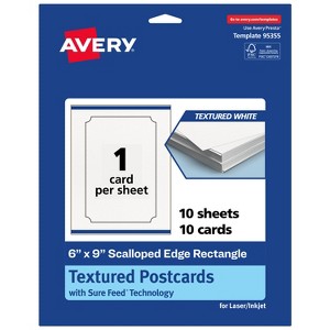 Avery Matte White Postcards, 6" x 9" Rectangle Scalloped Edge - 1 of 4
