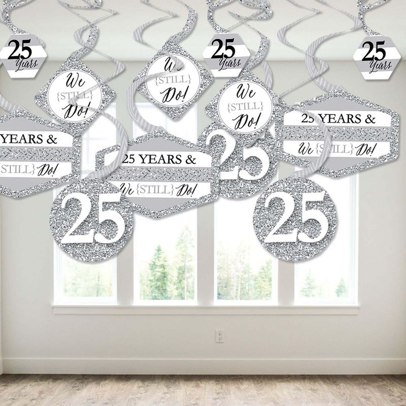 Big Dot of Happiness We Still Do - 25th Wedding Anniversary - Anniversary Party Hanging Decor - Party Decoration Swirls - Set of 40, 3 of 9