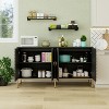 TIRAMISUBEST Modern 4-Door Sideboard with Carved Diamond Elements, Coffee Bar Cabinet with Adjustable Shelf, for Dining Room, Kitchen, Living Room - 2 of 4