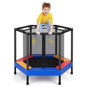 Costway 48'' Hexagonal Kids Trampoline Recreational Bounce Jumper W/Foam Padded Handrails - 1 of 4