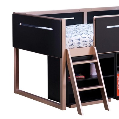 22" Prescott Youth Bookshelf in Black and Rose-Gold for Kids