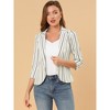 Allegra K Women's Striped 3/4 Sleeves Open Front Casual Notched Lapel Blazer - 3 of 4
