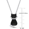 EVERLY JEWELRY | Sterling Silver 2 3/8ct t.g.w Black Spinel and Created White Sapphire Kitty Cat Pendant with Chain Black Rhodium Plated, 18 inc - 2 of 4
