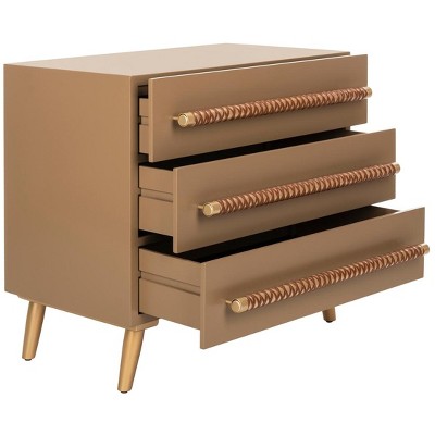 Raquel Light Brown and Gold 3-Drawer Chest