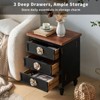 CAVINAS 19" Farmhouse Nightstand with Floral Knobs,Rustic Bedside Table with 3 Drawers & Gourd Legs for Bedroom - 2 of 4