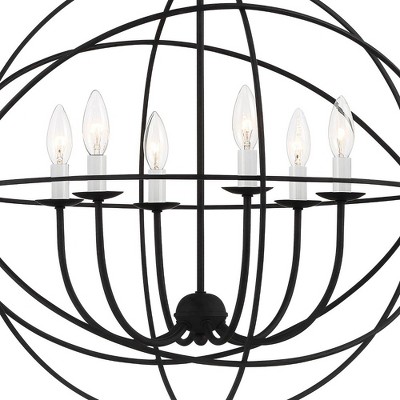 Solaris Black 6-Light Sphere Chandelier with Clear Glass Drops