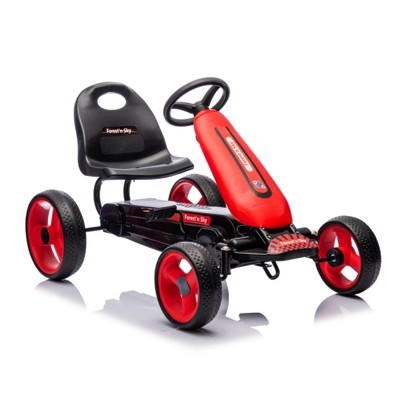 UNISOAR Pedal Go Kart Kids Ride on Car, Outdoor Racer Toy Car for Kids with Adjustable Seat(Red)