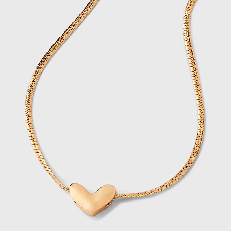 Herringbone Heart Charm Chain Necklace - Universal Thread&#8482; Gold, 1 of 8