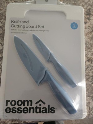 5pc Poly Cutting Board And Knife Set Blue - Room Essentials™ : Target