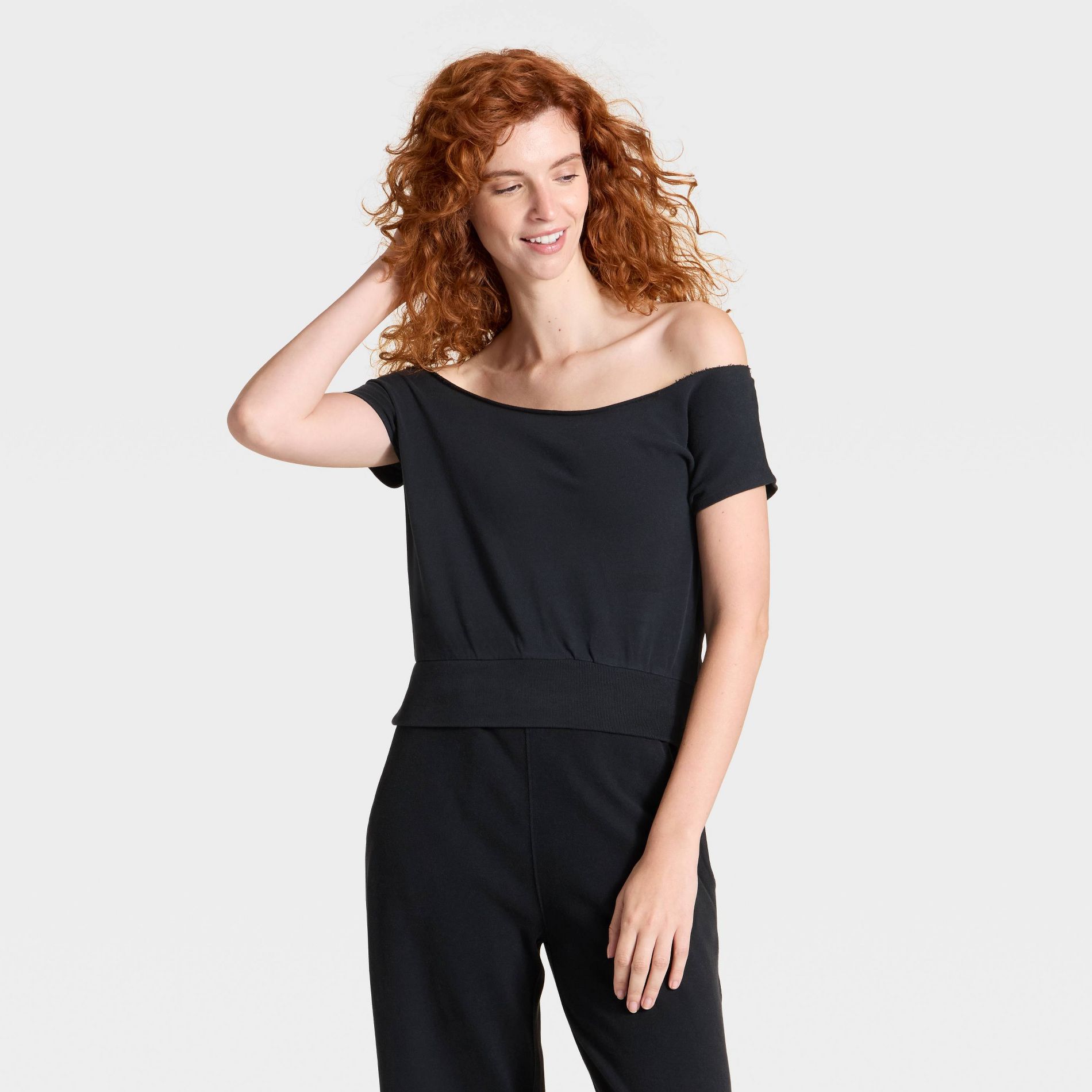 Women's Short Sleeve Off the Shoulder Suede Top - Universal Thread™