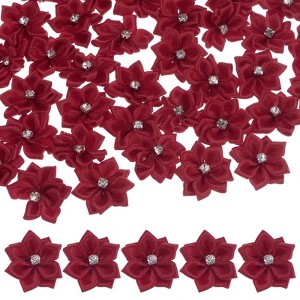 Unique Bargains Artificial Satin Durable Flexible Decorative Mini Ribbon Flowers with Rhinestones 1.2 Inch 200 Pcs - 1 of 4
