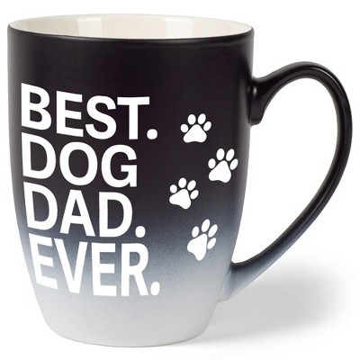 Elanze Designs Best Dog Dad Ever Two Toned Ombre Matte Black and White 12 ounce Ceramic Stoneware Coffee Cup Mug