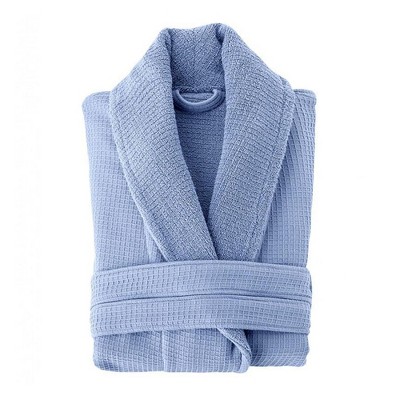 Grund Ocean Isles 100 Percent Organic Turkish Cotton GOTS Certified Ultra Soft Quick Absorbing Towel Bathrobe, Large, Sea Blue