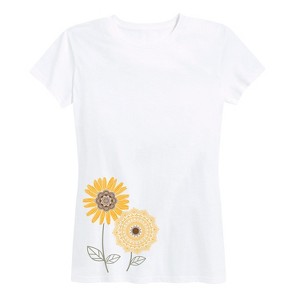 Women's - Instant Message - Decorative Sunflowers Short Sleeve Graphic T-Shirt - 1 of 4