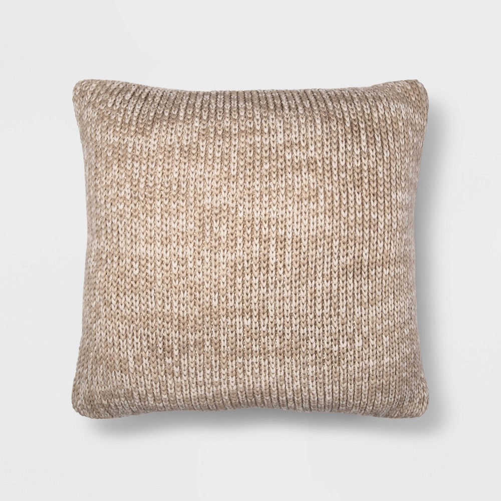 Oversize Marled Knit Square Throw Pillow Neutral/Cream - Threshold