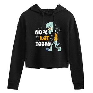 Women's - SpongeBob SquarePants - Squidward Nope Not Today Cropped Graphic Hoodie - 1 of 4