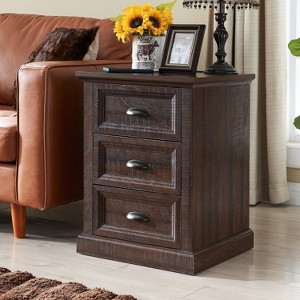 Sonkuki 21" Tall Nightstand with 3 Drawers, 18" Wide End Table with Charging Station, Small Dresser Chest for Bedroom - 1 of 4
