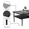 Rectangle Coffee Table, with Gray Tempered Glass top and Legs, Modern Table for Living Room - 4 of 4