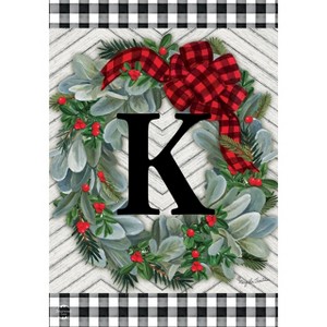 Briarwood Lane Winter Garden Flag 12x18 For Outdoor Winter Wreath Monogram Letter K For Winter Garden Flag Flags For Outside - 1 of 4