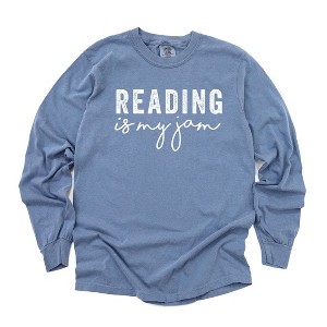 Simply Sage Market Women's Reading Is My Jam Long Sleeve Garment Dyed Tee - 1 of 2