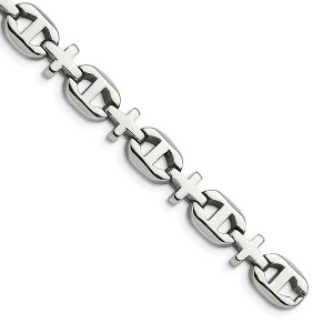 Black Bow Jewelry Men's 10mm Cross and Anchor Link Stainless Steel Bracelet, 8.5 Inch - 1 of 4