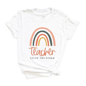 Simply Sage Market Women's Teacher Livin' The Dream Rainbow Short Sleeve Graphic Tee - 1 of 3