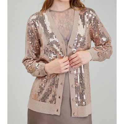 Women's Bria Button Front Sequin Cardigan - Nyland