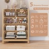 Garvee 5 Drawer Dresser for Bedroom, Tall Dresser with Deep Drawers, Metal Knobs, Modern Wood Grain Chests of Drawers for Entryway, Hallway - 4 of 4