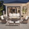 Buenhomino Patio Furniture with Fire Pit, Wicker Outdoor Couch and Swivel Rocking Chairs, Propane Fire Pit Conversation Set - 2 of 4