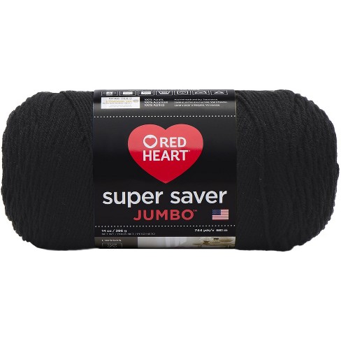 2 Black Yarns Red Heart Super Saver Jumbo Yarn Black 073650814648 12 oz  total