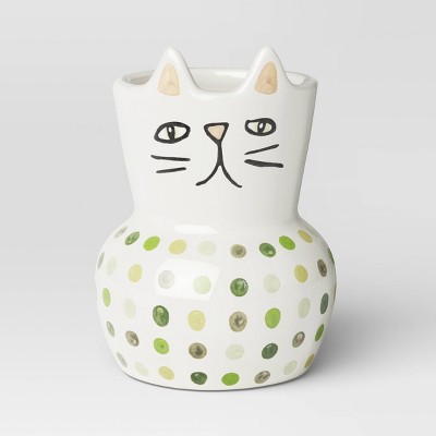 Ceramic Family Cat Indoor Outdoor Planter Pot White 3.15"x3.15" - Threshold™