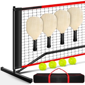 PLAYAPUT 22FT Regulation Size Pickleball Net Set with 4 Pickleball Paddles, Black - 1 of 4