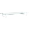 vidaXL Monitor Stand White 31.5 in.x13.8 in.x3.1 in. Tempered Glass and Metal - 2 of 4