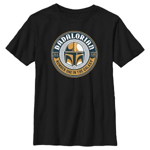 Boy's Star Wars: The Mandalorian Grogu and Din Djarin Dadalorian Banner Sketch T-Shirt - 1 of 4