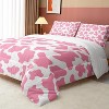 Cow Print Comforter Set Full Size – Pink & White Cartoon Cowhide Bedding, Farmhouse Style Quilt with 2 Pillowcases for Kids, Girls, Boys & Teens - 4 of 4